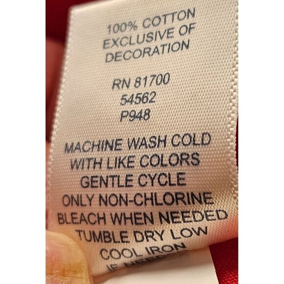 70s Blair Red Cotton Smock Dress Pineapple Embroider Hand Pockets Short Sleeve M - Picture 7 of 7